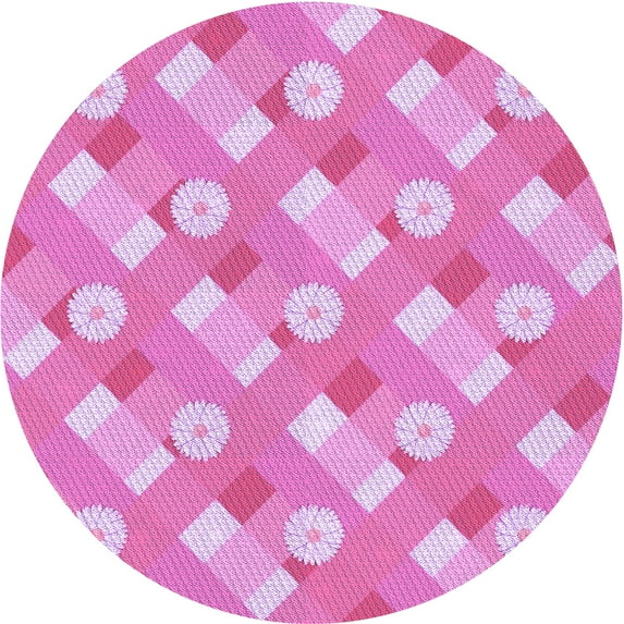 Ahgly Company Machine Washable Indoor Round Transitional Violet Purple Area Rugs, 4' Round