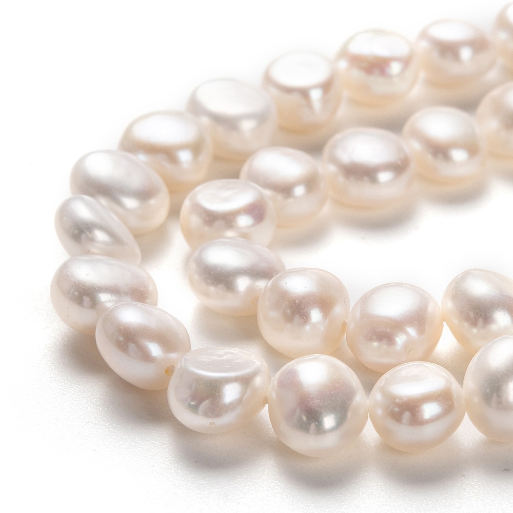 Natural Cultured Freshwater Pearl Beads Strands Potato White 7~8x8~9mm Hole: 0.6mm 48pcs/strand 14.57 inch(37cm)