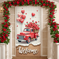thumbnail image 5 of Red Vintage Truck Welcome Banner Red Roses Romantic Display Heart-shaped Balloons Pattern Love Backdrop for Valentine's Day Party Wedding Reception Welcome Ceremony, 5 of 9