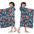 thumbnail image 4 of Pioneer Flower Floral Print Pattern Hooded Bath Towel，60"x35" for Ages 3 To 12 Kids, Quick Dry Lightweight Soft Microfiber Hood Beach Towel Cover Up for Kids, 4 of 7