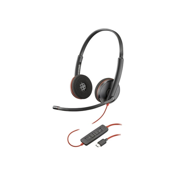 Poly Blackwire C3220 - Blackwire 3200 Series - headset - on-ear - wired - USB-C - black - TAA Compliant - Certified for Skype for Business, Avaya Certified, Cisco Jabber Certified