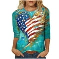 thumbnail image 2 of American Flag Shirt for Women Red White and Blue Womens Shirt Fourth of July T Shirts Women Patriotic Top for Women Patriotic Womens Tee 3/4 Sleeves Blouse Round Neck Casual, 2 of 4