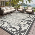 thumbnail image 1 of Outdoor Rug 8x10 ft Reversible Patio Rug Mat Outdoor Carpet Waterproof Camping Rugs Plastic Straw Rugs-Patio RV Camper Balcony Backyard Picnic Deck Pool Beach Mat Coconut Palm Leaf Rug Grey & Beige, 1 of 7