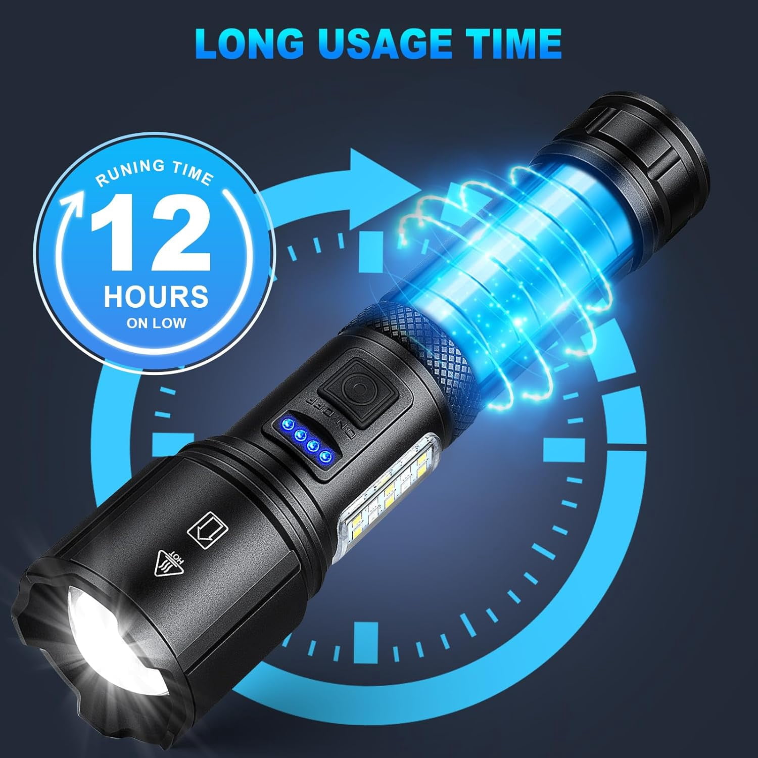 2-PCS Rechargeable LED Flashlights High Lumens, 990,000 Lumens Super Bright Flashlight 7 Modes w/COB Work Light, Powerful Flash Light for Outdoor Emergency Hiking Camping