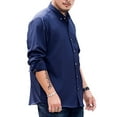 thumbnail image 2 of Innerwin Tunic Shirt Lapel Neck Men Tops Work Button Down Regular Fit Shirts Dark Blue 225/160cm, 2 of 4