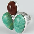 thumbnail image 3 of Amazonite & Carnelian Multi Gemstone Stackable Adjustable Ring, Antique Designer Handmade Ring For Women, Cabochon Round Pear Oval Bohemian Mothers Day Gifts Ring (amazonite, Size 7), 3 of 5