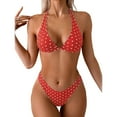 thumbnail image 2 of Women's Polka Dots Bikini Set Halter Triangle Swimsuit 2 Piece Bathing Suit Red XL, 2 of 3
