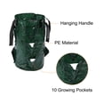 thumbnail image 5 of Uxcell 3 Gallon Hanging PE Strawberry Grow Bag with 10 Side Planting Pockets Dark Green 2Pack, 5 of 6