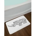 thumbnail image 2 of Animal Bath Mat, Hand Drawn Sketch of an Animal with Horn Motifs Floral and Geometric, Plush Bathroom Decor Mat with Non Slip Backing, 29.5" X 17.5", Charcoal Grey and White, by Ambesonne, 2 of 2