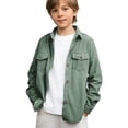 thumbnail image 2 of UACY Jacket Boys Fall Long Sleeve Button Up Shirts Jacket Collared Shacket Lightweight Overshirt with Pockets, 2 of 9