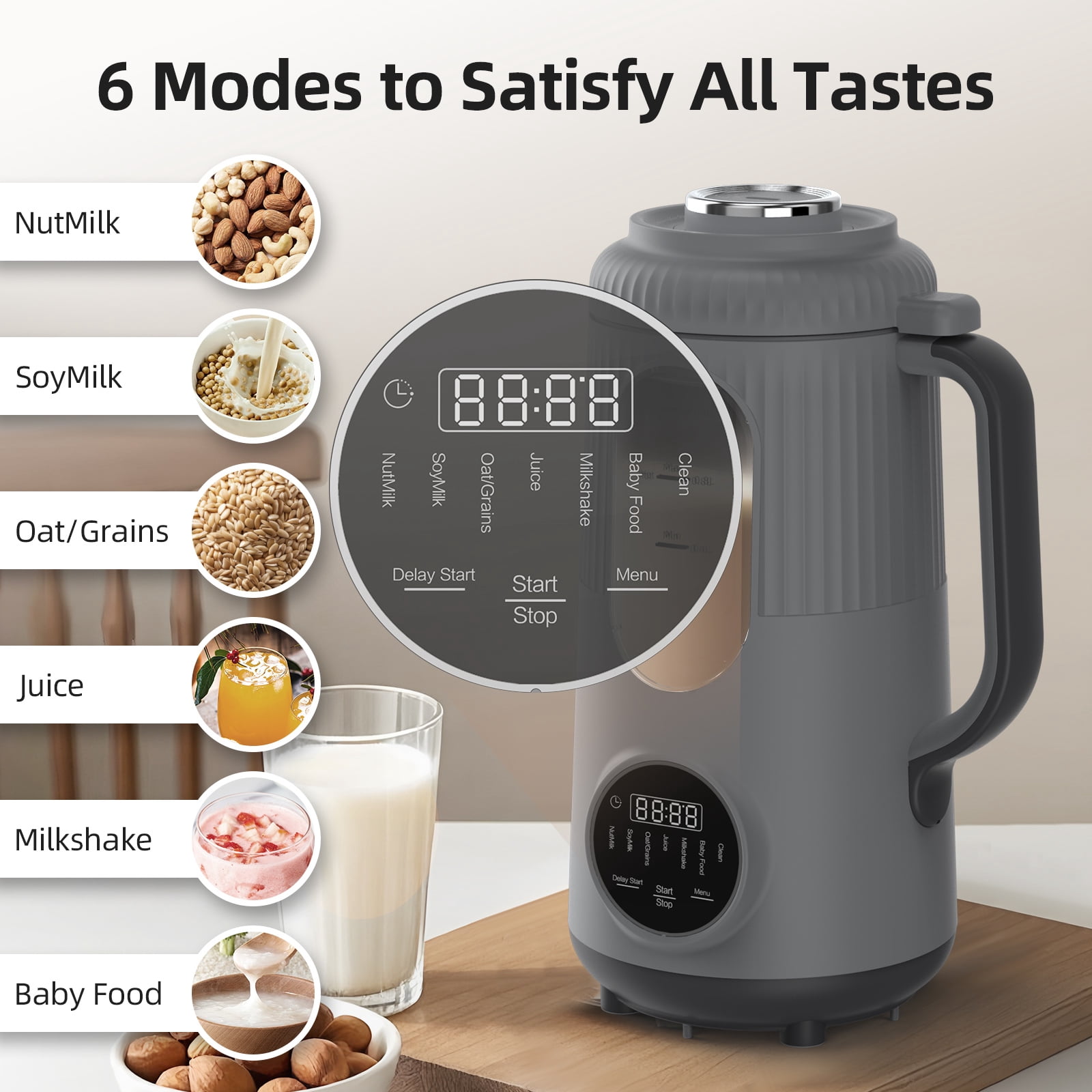 PAYISHO Nut Milk Maker,35oz(1000ml) Automatic Soy Milk Maker for Homemade Almond, Oat, Soy Milk, Plant-Based Milk and Non-Dairy Beverages 8 in 1, Milk Maker Machine with Delay Start/Self Clean