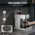 thumbnail image 3 of VEVOR Commercial Drip Coffee Maker, 12 Cups Coffee-Maker Machine with 4 Glass Carafes and 4 Decanter Warmer Plates, Stainless Steel Drip Style Coffee Brewer, for Restaurant, Office, Coffee Shop & Home, 3 of 9