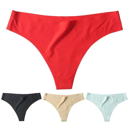 harmtty Sexy Ice Silk Thin Low Waist Seamless G-string Thong Panties Underwear for Women White M