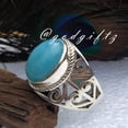 thumbnail image 3 of Larimar Ring â€“ 925 Sterling Silver Solid Gemstone Statement Ring, 3 of 10