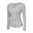 thumbnail image 5 of Long Sleeve Shirts for Women 2026 Spring Modal V Neck Undershirt with Build-in Wireless Bra Padded Blouse Top, 5 of 6