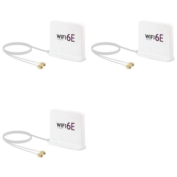 3X Antena Portátil 2.4G/5G/6G WiFi 6E con Cable Antena Inalámbrica Interior con Parte Inferior Magnética para Tarjeta de Red