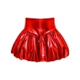 thumbnail image 6 of Haitryli Kids Girls Metallic Dance Outfits Shiny Cropped Jacket with Bubble Skirt Set Hip Hop Jazz Clothes Dancewear Red 10, 6 of 7