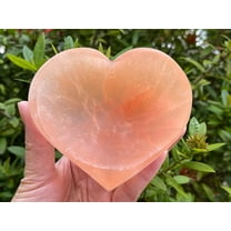 Orange Selenite Heart Bowl, 4" Selenite Orange Heart Shaped Dish Bowl, Charging Healing Crystal Cleansing Peach Gmstone Bowl