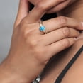 thumbnail image 4 of Gem Stone King 1.37 Ct Pear Shape Swiss Blue Topaz 925 Silver and 10K Yellow Gold E-F Lab Grown Diamond Ring, 4 of 4