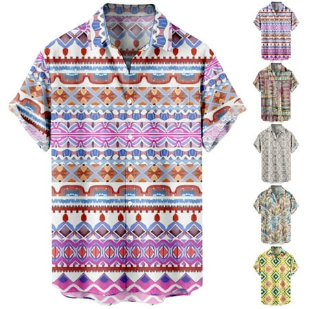 

Teens Mens Button Down Short Sleeve Shirt Loose Fit Vacation Clothing Apparel Size 100-170/XXS-8XL