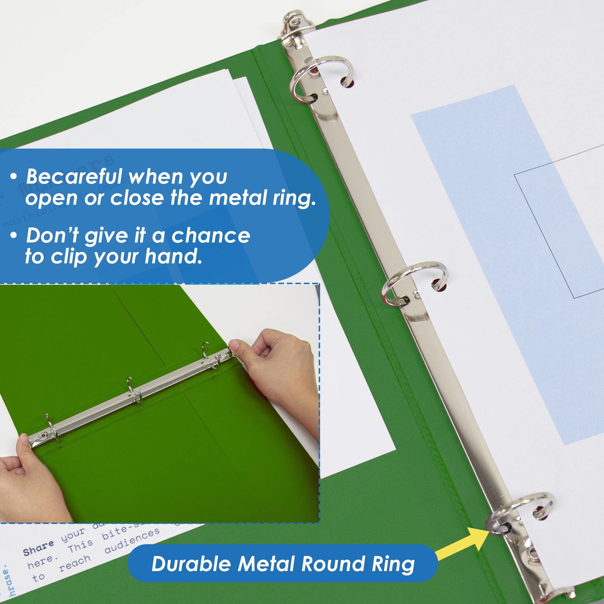 BAZIC 3 Ring Binder 1/2" Economy View Binders Green, Hold 100 Sheets, 12-Count