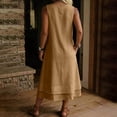 thumbnail image 5 of Alkepwun Maxi Dress Women's Sleeveless 100%Cotton Round Neck Double Layer Hem Loose Dresses with Pockets Summer Lightweight Breathable Vacation A-Line Flowy Tank Dress, 5 of 8