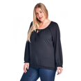 thumbnail image 1 of Christine V Women's Plus Size Long Sleeve Tie Neck Peasant Top - Black Soot - 2X, 1 of 3