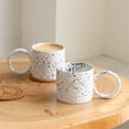 thumbnail image 3 of Taza de café de cerámica con asa y diseño de lunares, ideal for desayuno, leche de avena, 300 ml, 3 of 6