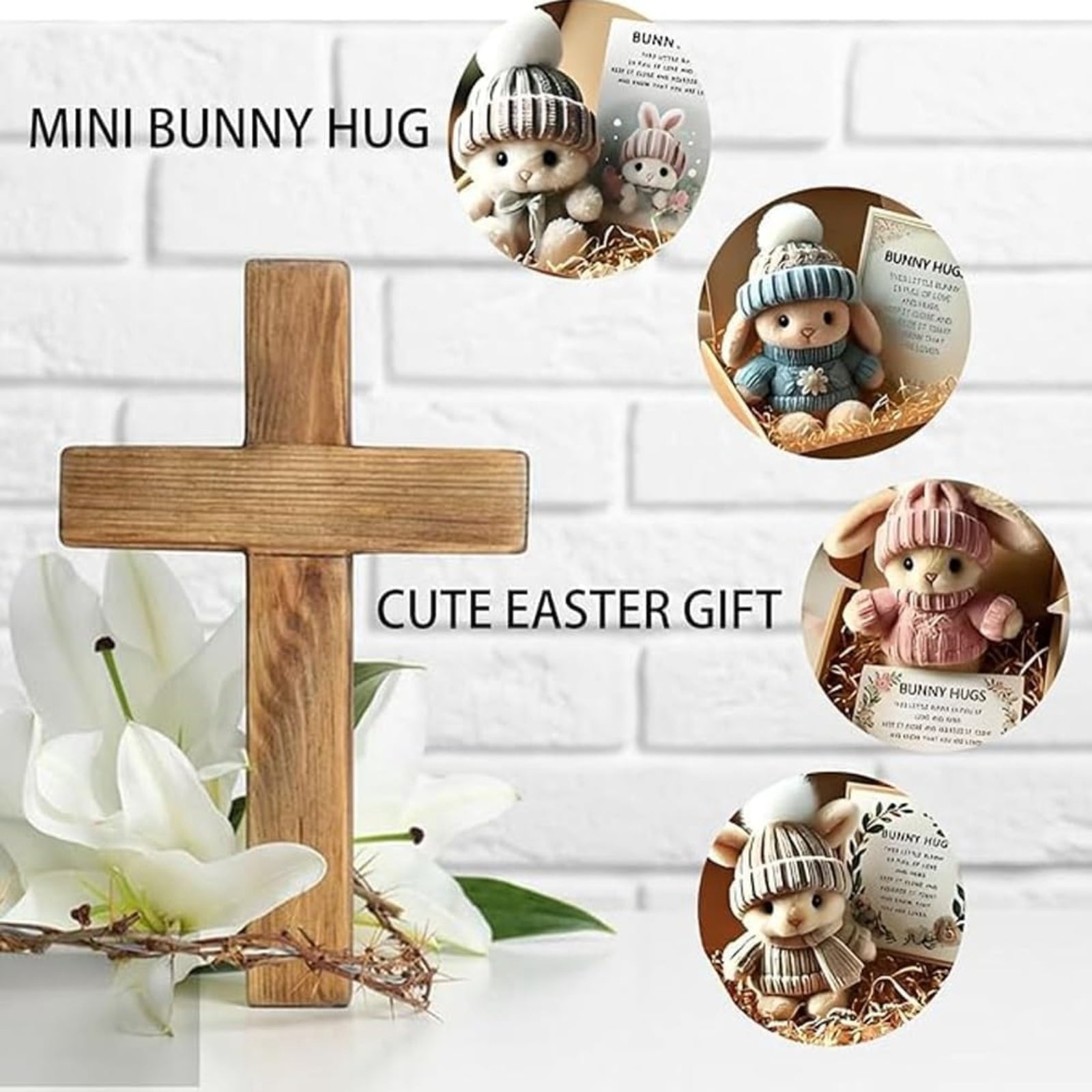 Mini Bunny Hug Cute Easter Gift, Handmade Soft Plush Rabbit Mini Bunny Hugs in Box, Easter Basket Stuffer, Gift for Women and Men