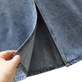 thumbnail image 3 of Women's High - Waisted Denim Midi Skirt with Front Slit - Must - Have for Office & Dates, Super Trendy Casual Jean Skirt（Does not include belt）, 3 of 9