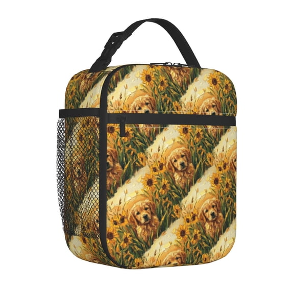 Dog Lunch Bag, High-Quality Pet Theme Insulated Meal Tote, Reusable Double Layer Thermal Bento Container, Large Travel Handheld Case