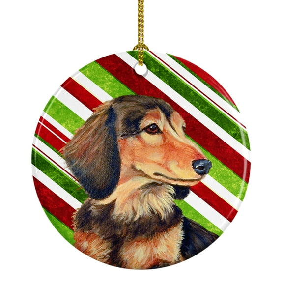 Carolines Treasures LH9256-CO1 Dachshund Candy Cane Holiday Christmas Ceramic Ornament 3 in multicolor