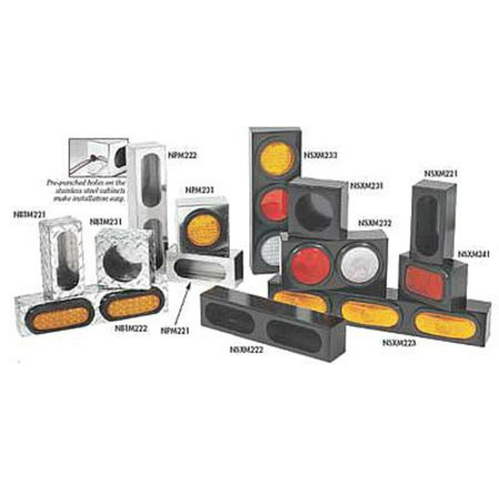 Truck and Trailer Light Box,For 4"Round Truck,Trailer Lights,Black