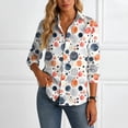 thumbnail image 6 of felwors Loose Fit Printed Button-Up Shirts for Women - Soft Lightweight Long Sleeve Blouses, Wrinkle Resistant, Perfect for Work & Vacation (Orange, XL), 6 of 8