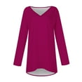 thumbnail image 4 of ATOYSOY Women's V Neck Shirts Fall Loose Basic Tops Dressy Tunic Trendy Relaxed Comfy Casual Workout Long Sleeve Tees Solid Color Blouses Pink XXL, 4 of 5