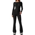 thumbnail image 1 of Womens Sexy Open Back Long Sleeve Flared Bottom Pants Romper Bodycon Jumpsuit, 1 of 6