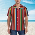 thumbnail image 2 of Balery Mexican Serape Blanket Stripes Camisas hawaianas de manga corta para hombre, camisas playeras de corte holgado, camisas de vacaciones con botones,Small, 2 of 7