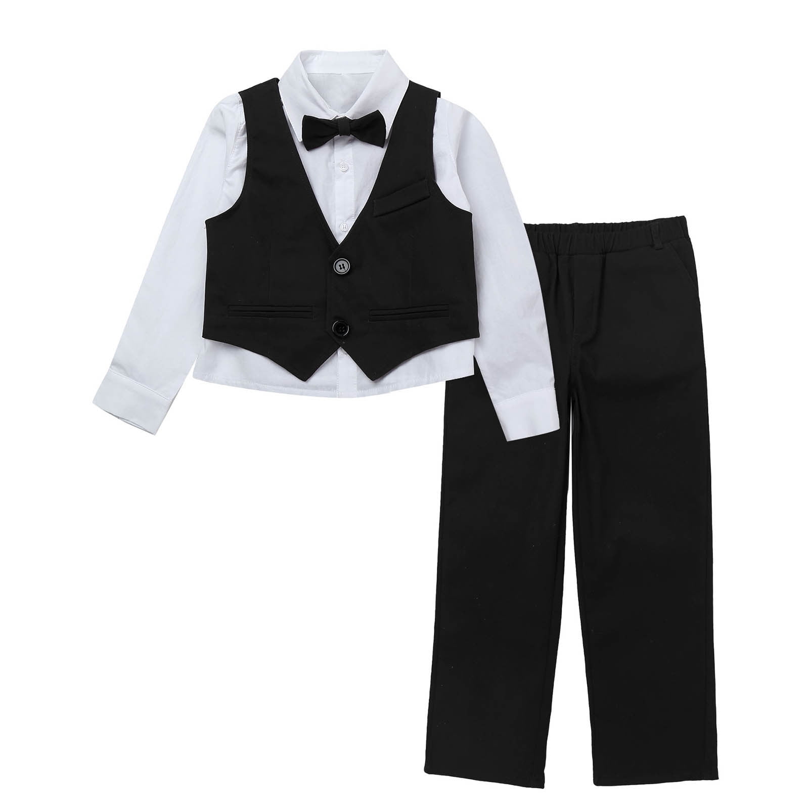 YONGHS Kids Boys 4Piece Suits Wedding Birthday Outfit Bow Tie Dress