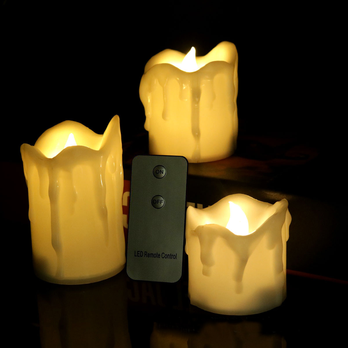 3Pcs/Set Flameless LED Candles Real Wax Battery Operated Tea Lights