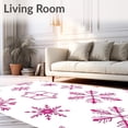 thumbnail image 2 of ODIKA 4'x6' Machine Washable Non-Slip Area Rug, Retro Holiday Snowflake Bath Accessories with High Traffic Rug, Pink, 737862, 2 of 7
