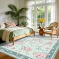 thumbnail image 3 of Garvee 8'x10' Vintage Floral Area Rug Washable Foldable Printed Carpet, Non Slip Floor Indoor Mat for Living Room Bedroom Home Office, Green, 3 of 8