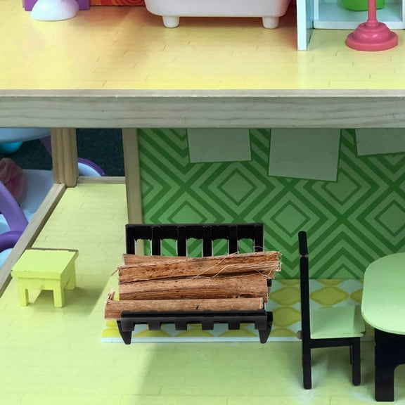 Clispeed 1Set Small Firewood Decor Piece Wood and Metal Material for Dollhouse Scenes