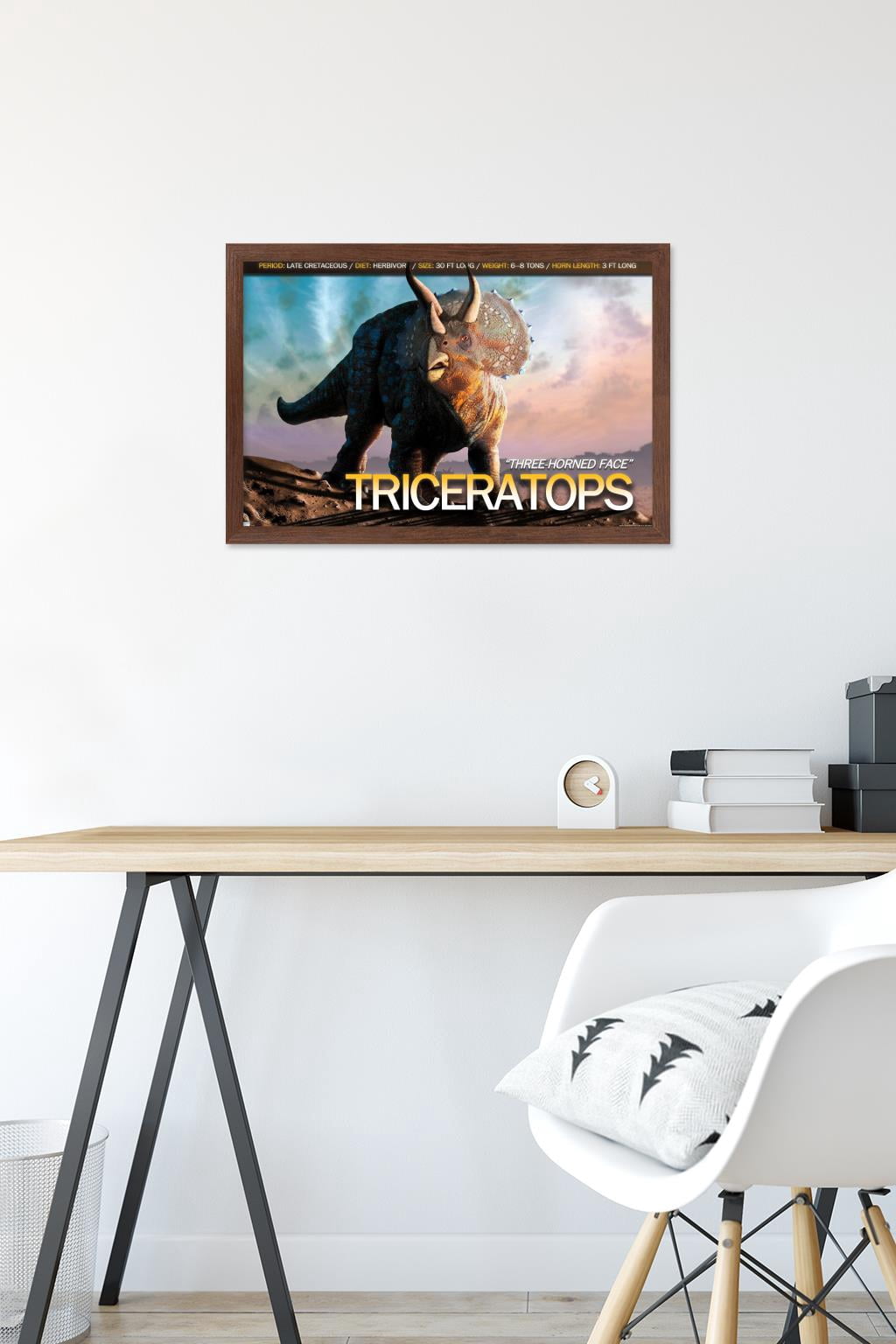 Dinosaurs - Triceratops Wall Poster, 14.725" x 22.375", Framed