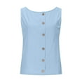 thumbnail image 6 of TANYSU Women's Linen Blend Casual Tank Tops Sleeveless Round Neck Button Up Shirt For Summer Comfortable Breathable Loose Fit U Neckline Solid Color Vests Stylish, 6 of 7