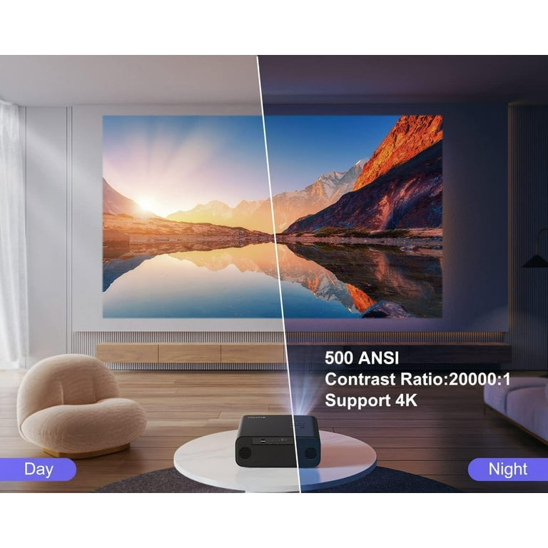 WiMius P62 500 ANSI 4K WiFi Bluetooth Projector w 100 Towond Projection  Screen