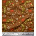thumbnail image 1 of Soimoi Viscose Chiffon Fabric Leaves,Berries & Triangle Geometric Decor Fabric Printed Yard 42 Inch Wide, 1 of 1