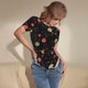thumbnail image 3 of Fotbe Red White Flowers Body de Mujer con Cuello Redondo y Mangas Cortas, Sin Mangas Ajustado, Suave, Cómodo y Básico-Medium, 3 of 7