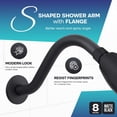 thumbnail image 3 of S Shaped Shower Arm with Flange 8 Inch Stainless Steel with 1/2 Inch Threaded Connector, Matte Black Finish, 3 of 8