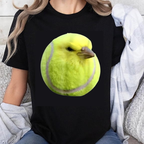 100% Cotton Yellow Bird Tennis Ball Design T-Shirt