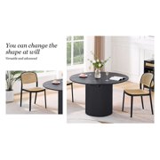 Kevinplus 86.61” Expandable Dining Table, Modern Kitchen Desk for Dining Room, Partment, Black